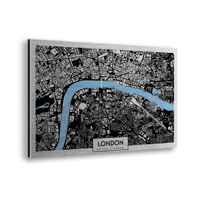 London Aerial Map - No Frame Print on Metal