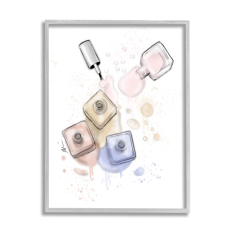 Art de la giclée sur le vernis à ongles par Alison Petrie, H 30 po x l 24 po x P 1,5 po, Cadre flottant gris lustré