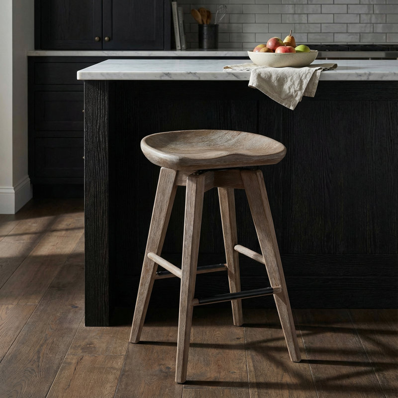 Tabouret de bar et de comptoir Saunderstown, Gris délavé, Tabouret de comptoir (siège d'une hauteur de 24,5