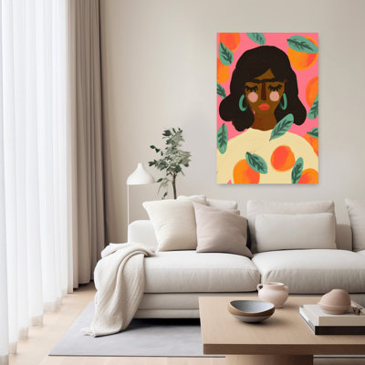 Peachy Dreams, une affiche murale contemporaine audacieuse et colorée représentant un paysage de fruits