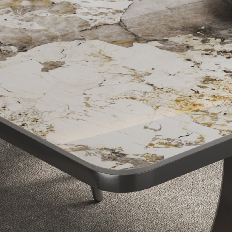 Ensemble de table et de salle à manger en pierre micro-cristalline, Noir, H 29,5 po x L 78,7 po x l 35,4 po
