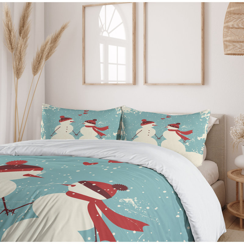 King Snowman and Woman Christmas Duvet Cover Set
