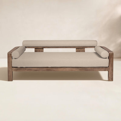 Chaudry 79'' Wide Curved Wood Patio Sofa with Cushions