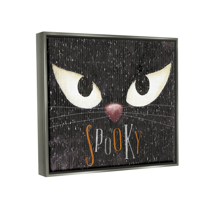 «Spooky Halloween Black Cat Eyes» par ND Art - cadre flottant, impression, H 17 po x l 21 po x P 1,7 po