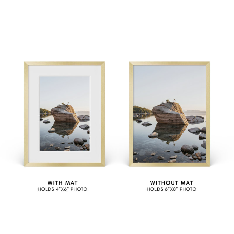 Gold Aluminum 6x8 Picture Frame with Glass Mat
