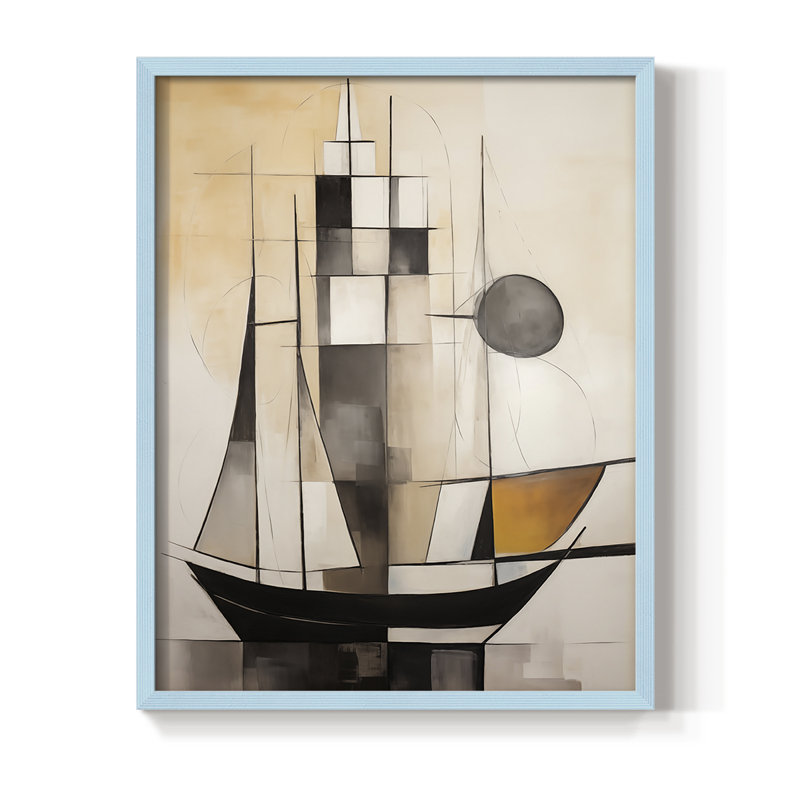NAUTICAL Series CCCCLXXIX, reproduction encadrée - bois massif, H 11 po x l 9 po, Bleu
