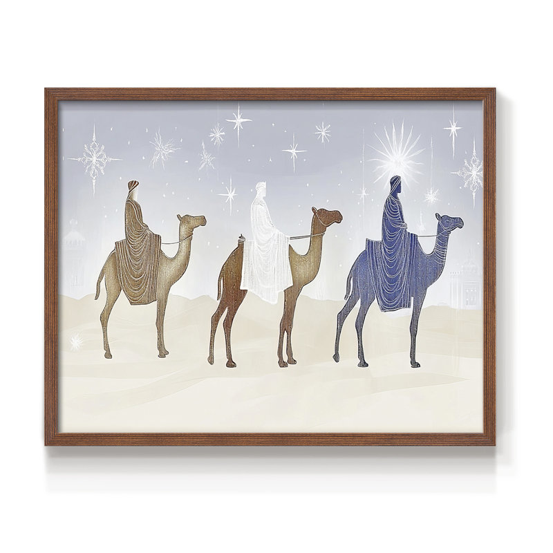 Chirstmas Art-XXXIV -Framed Print - Restickable, H 16 po x l 20 po, Noyer