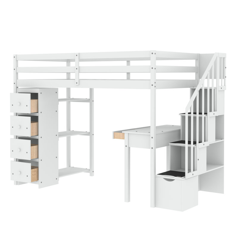 Lit mezzanine simple Cedarburg Kids, Blanc