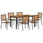 7 Piece Garden Dining Set Black
