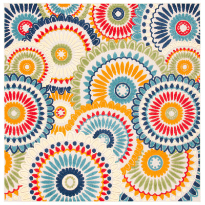 Dellie Geometric Blue/Ivory Area Rug