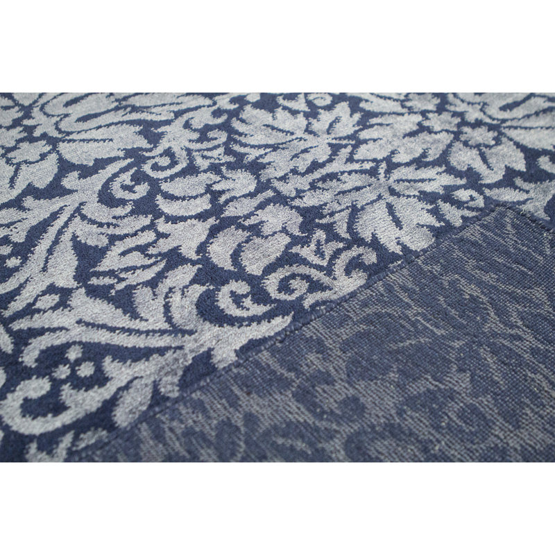 Jakat Damask Area Rug in Blue, Rectangle 7'9" x 9'9"