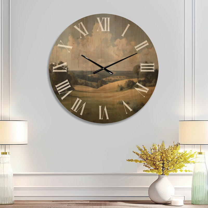 Grande horloge murale en bois - Calming Meadows in the South of France, Medium