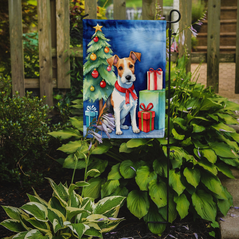 Christmas Reindeer Garden Flag, Fox Terrier