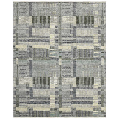 Nickols Silver Hand-Knotted Wool Blend Area Rug