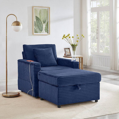 Canapé confortable moelleux en velours côtelé, espace de rangement pour une grande chaise simple, méridienne super moelleuse avec repose-pieds et tableau, convenant à une salle de repos, à un appartement