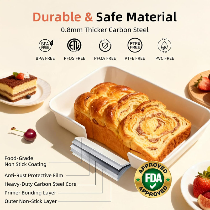 Ensemble de 8 moules à pâtisserie antiadhésifs - ensemble de plats de cuisson empilables pour la cuisine, ensemble de cuisson en acier au carbone avec plaque à biscuits, plaque à rôtir, moule à gâteau, moule à muffins, grille de refroidissement, 
