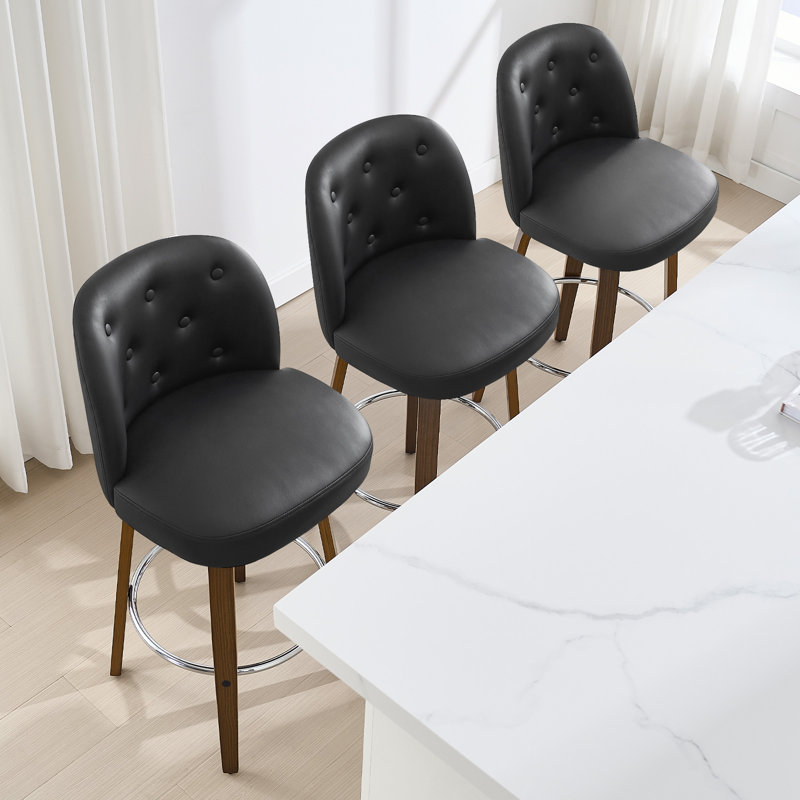 Tabouret pivotant rembourré, Noir, noir, noir, noir, 1, Tabouret de bar (siège d'une hauteur de 29 po)