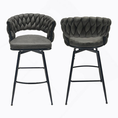 Celie Velvet Fabric Upholstered Swivel Bar Stools