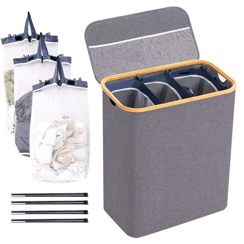 Bhargava Laundry Hamper with Handles, Grey