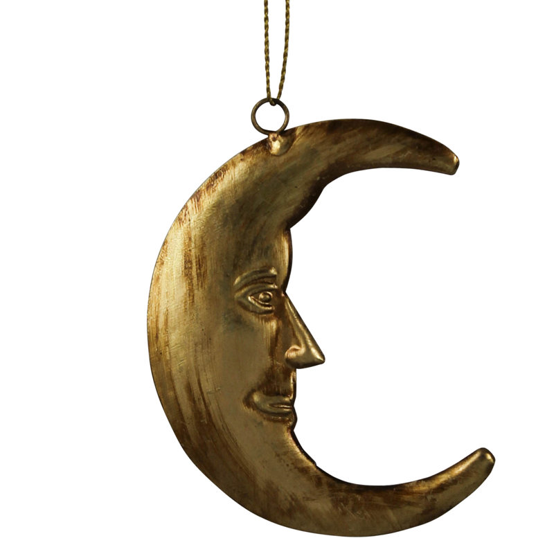 Ornement visage de lune, or antique