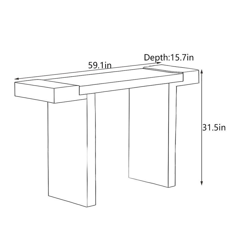 Table d'entrée en bois massif chinois, H 31,5 po x l 59,1 po x P 15,7 po