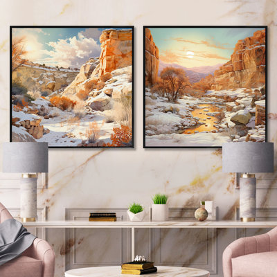 Canyon Winter Scenery - ensemble de 2 collages carrés Canyon