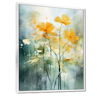 Yellow Buttercup Spring Blossoms Vintage Green - Buttercups Wall Art Print
