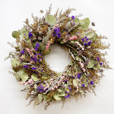 Natural Dried Flower Eucalyptus, Larkspur, and Sweet Annie Wreath