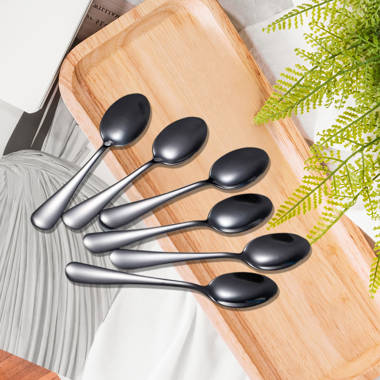 Luxury Metal Coffee Dessert Spoon Set Swan Base Holder with 6pcs Ice Cream Spoons Forks Teaspoons Dessert Sugar Salad Flatware House of Hampton