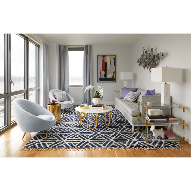 Round White Carrara Marble and Brass Cocktail Table