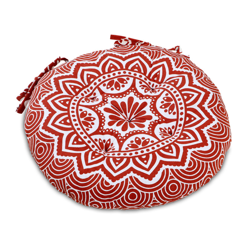 Handmade Round Cotton Chair Seat Pads With Ties – 16X16 Inch Cushions For Dining Chairs, Office Chairs & Bar Stools – Soft, Durable & Comfortable Seating (Set Of 2)