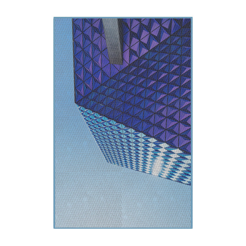 Tapis bleu/mauve à tisser électrique, Rectangle 5 pi x 7 pi