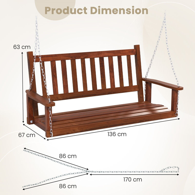 Sluss Porch Swing, Brown, 136 cm