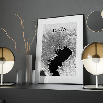 Tokyo City Map In Ink - No Frame Print
