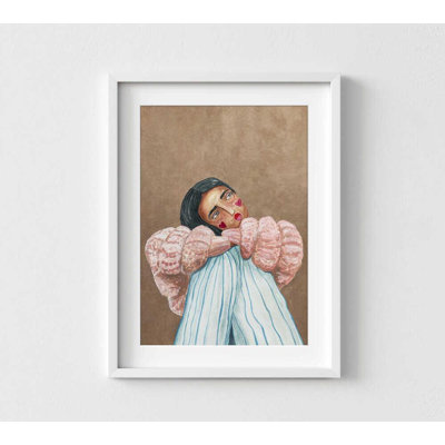 «Rosy Reflection Portrait Print»: art d'une fille rêveuse