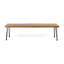 Banc industriel moderne avec pieds rectangulaires en bois et lignes élégantes
