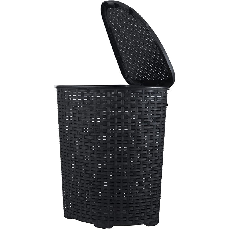 Wicker Laundry Hamper, Black