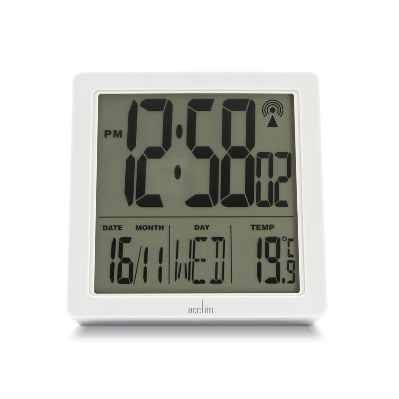 Varsity Radio Controlled Multifunction Display Alarm Clock, White