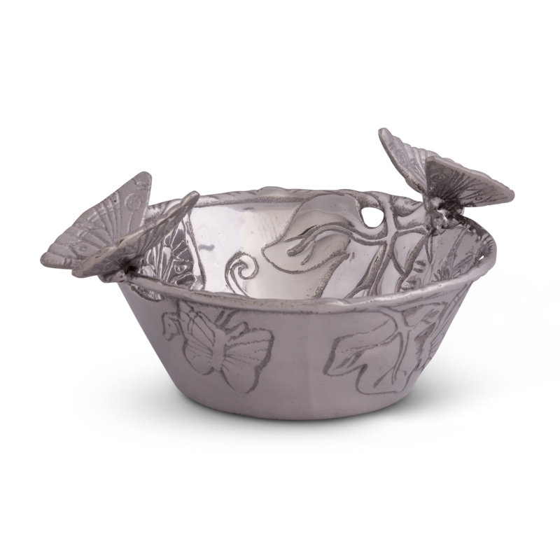 Handcrafted Aluminum Butterfly Candy Bowl with Polished Finish