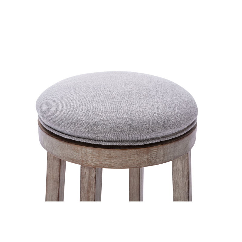 Sefedin 25.6" Swivel Upholstered Seat Solid Wood Counter Stool with Metal Footrest, Backless Counter Height Bar Stool, Gray