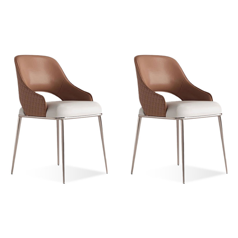 Chaise d'appoint à dossier brun uni (ensemble de 2)