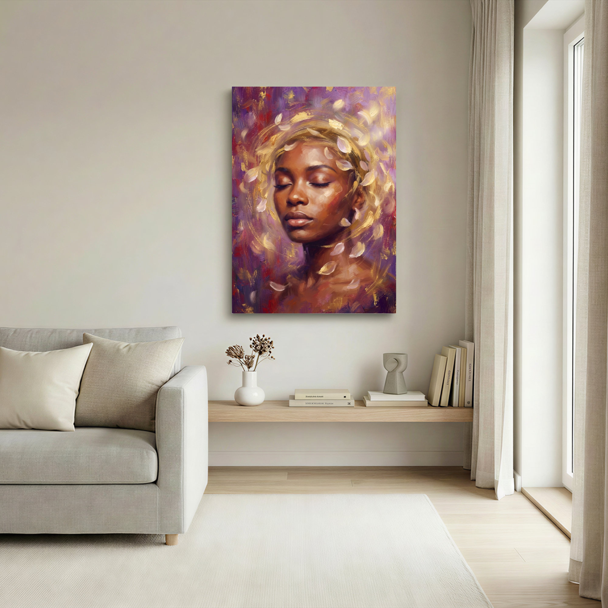 Astoria Grand Abstract Floral Portrait Of A Woman With Closed Eyes ...