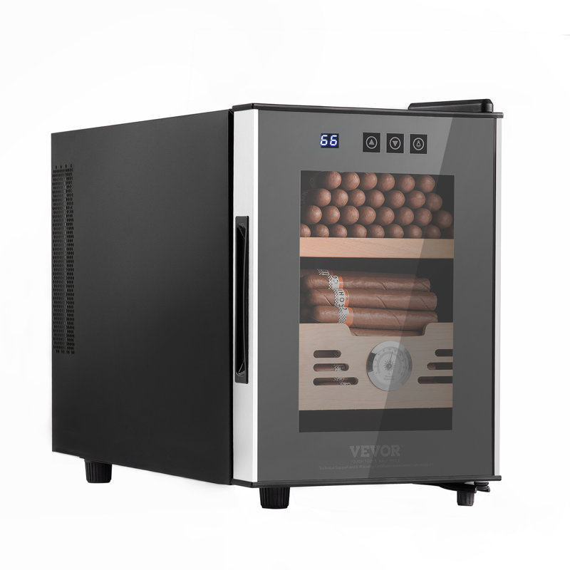 Electric Cigar Humidor, 16L Cigar Humidor Cabinet with Heating & Cooling Temp Control System, Spanish Cedar Wood & Tempered Glass & LED Light Cigar Humidor, for Up To 100 Cigars