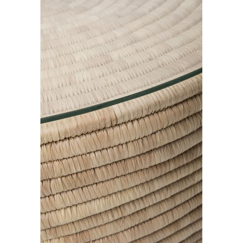 Malawi Woven Reed Coffee Table w/ Glass Top