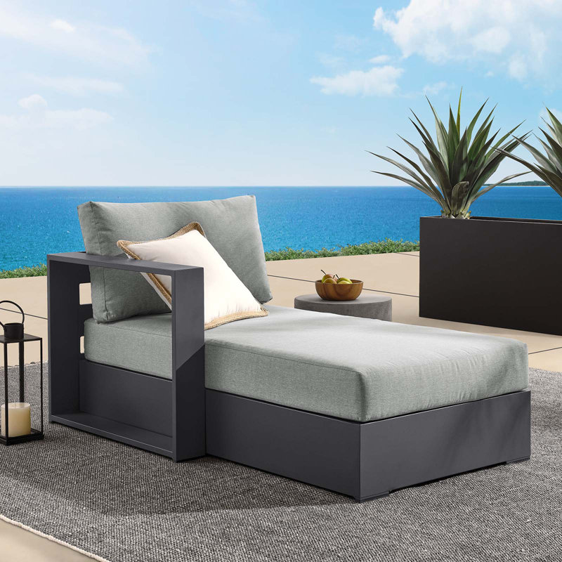Tahoe Gray Powder-Coated Aluminum Outdoor Patio Modular Chaise Lounge