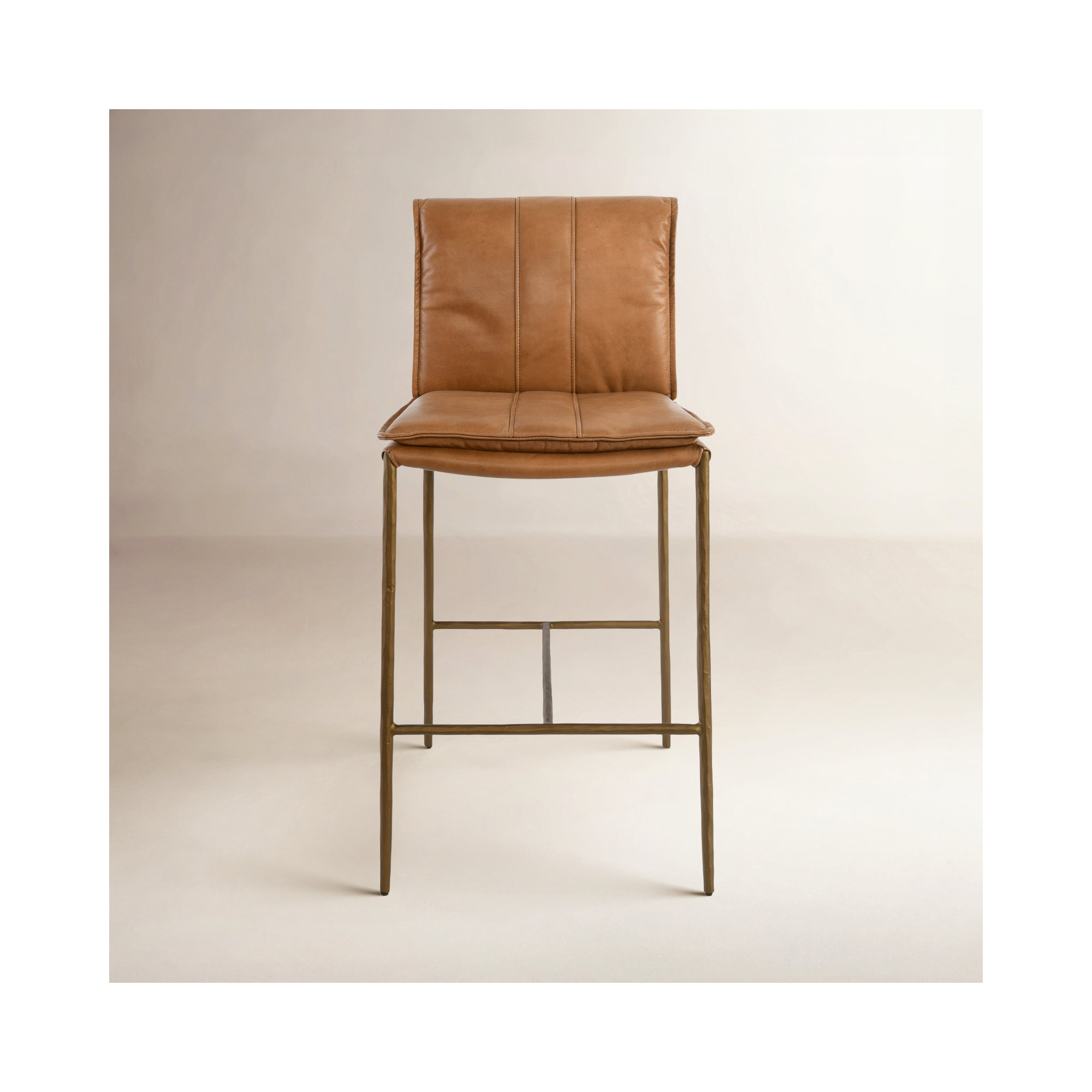 Mayer Leather Stool, Tan, Counter Stool (27" Seat Height)