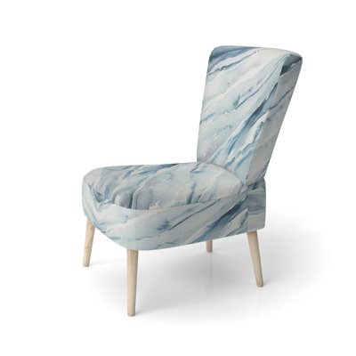 Blue Whirlwind I - Upholstered Modern Side Chair, Geometric Shapes Accent Chair