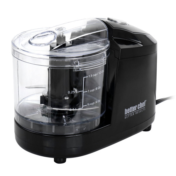 Ovente 1.5-Cup Single Speed Black Mini Food Processor Chopping Blade, Mixer, Shredding/Slicing Disc