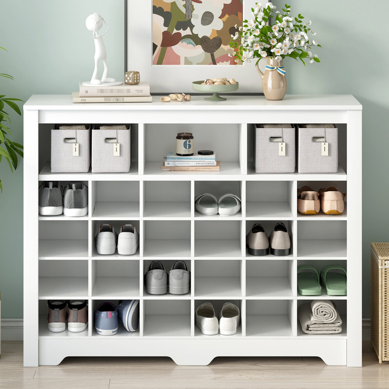 White Shoe Unit - Sleek And Spacious For Organized Storage Modern Cabinet In With 24 , Any Room, Made Of Strong Particle Board