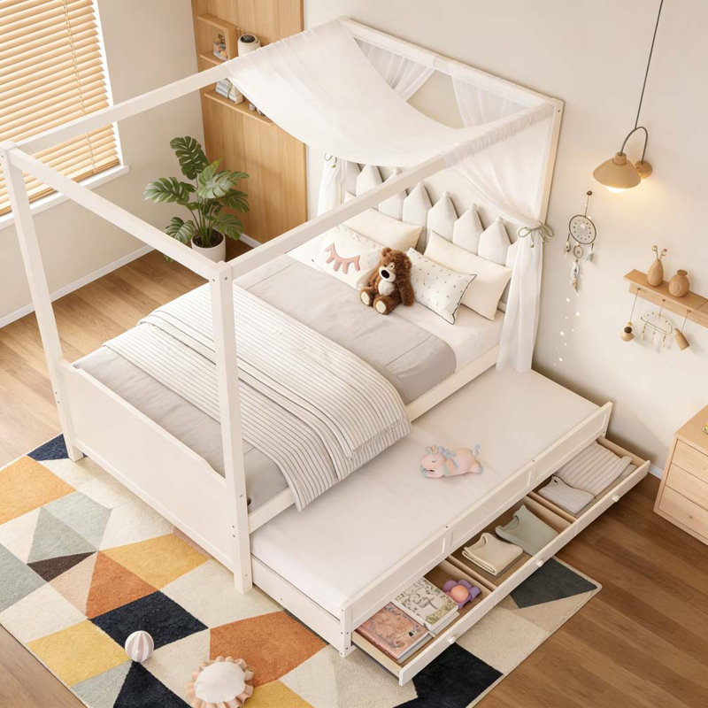 Lit plateforme simple avec tête de lit tapissier, Lit simple, Beige